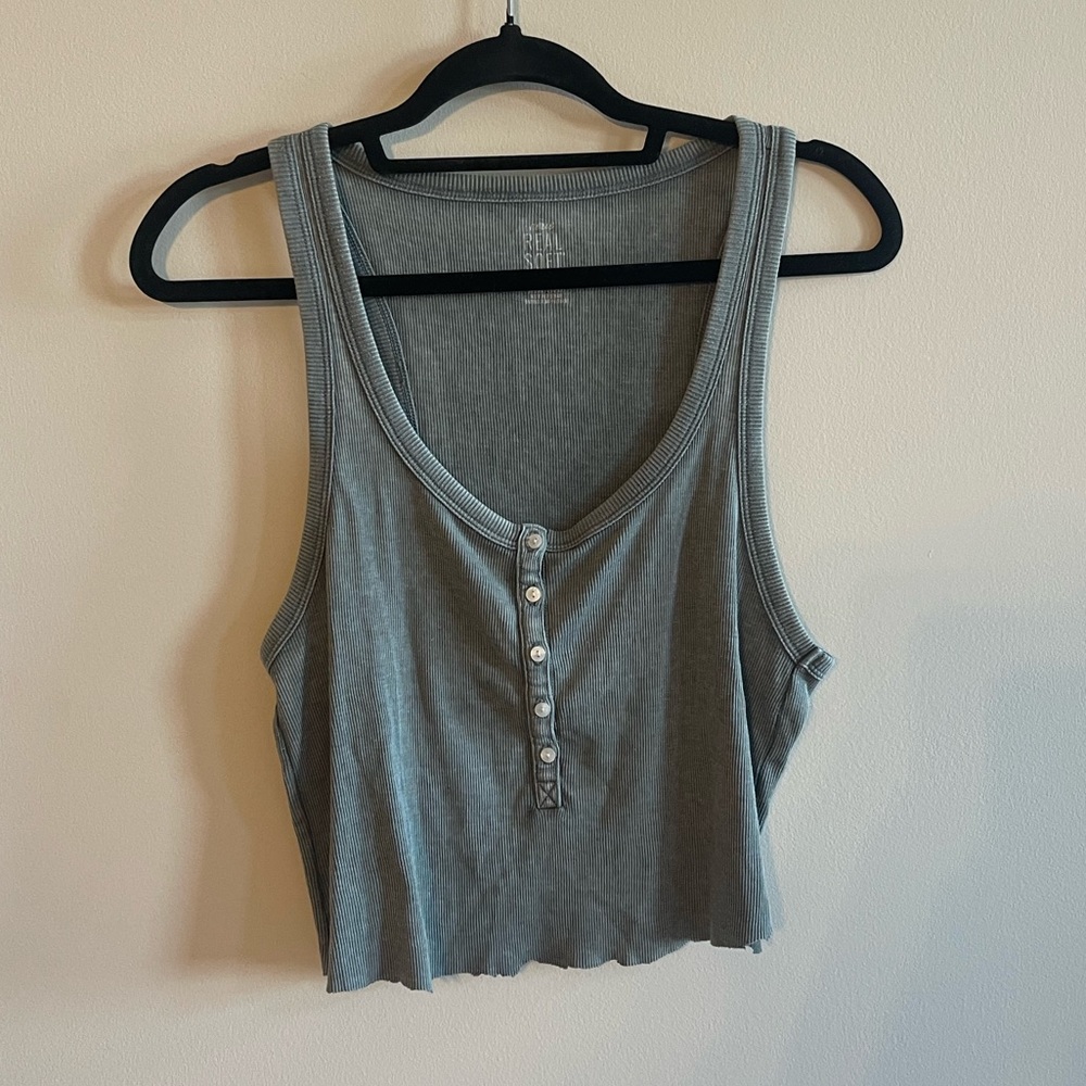 AE CROPPED RIBBED TANK - SEA FOAM GREEN ✨💫